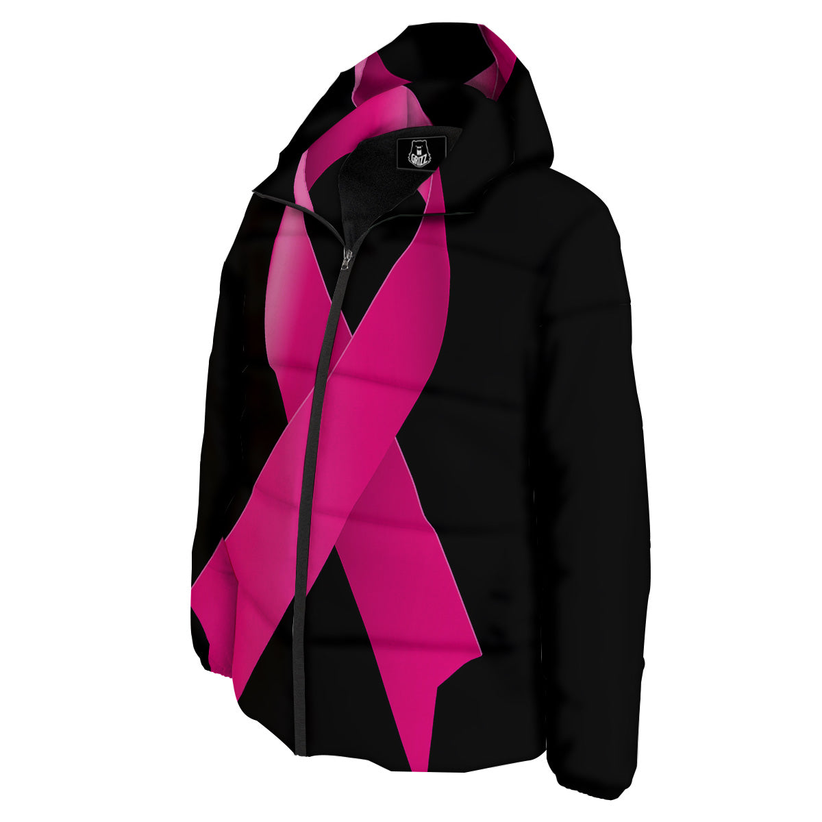 Symbol Breast Cancer Awareness Print Down Jacket-grizzshop