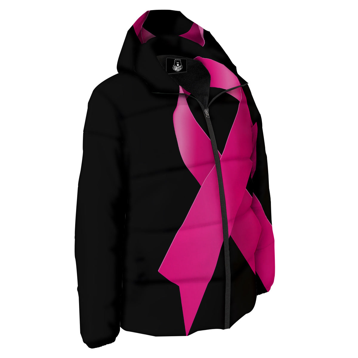 Symbol Breast Cancer Awareness Print Down Jacket-grizzshop