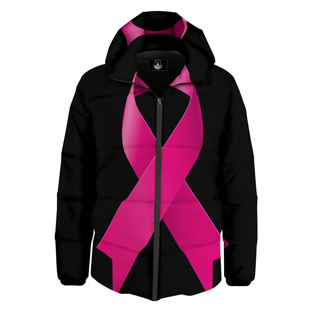 Symbol Breast Cancer Awareness Print Down Jacket-grizzshop
