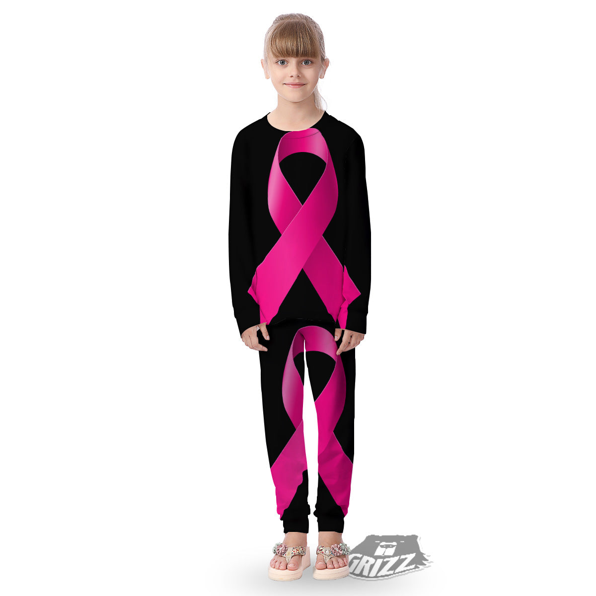 Symbol Breast Cancer Awareness Print Kid's Pajamas-grizzshop