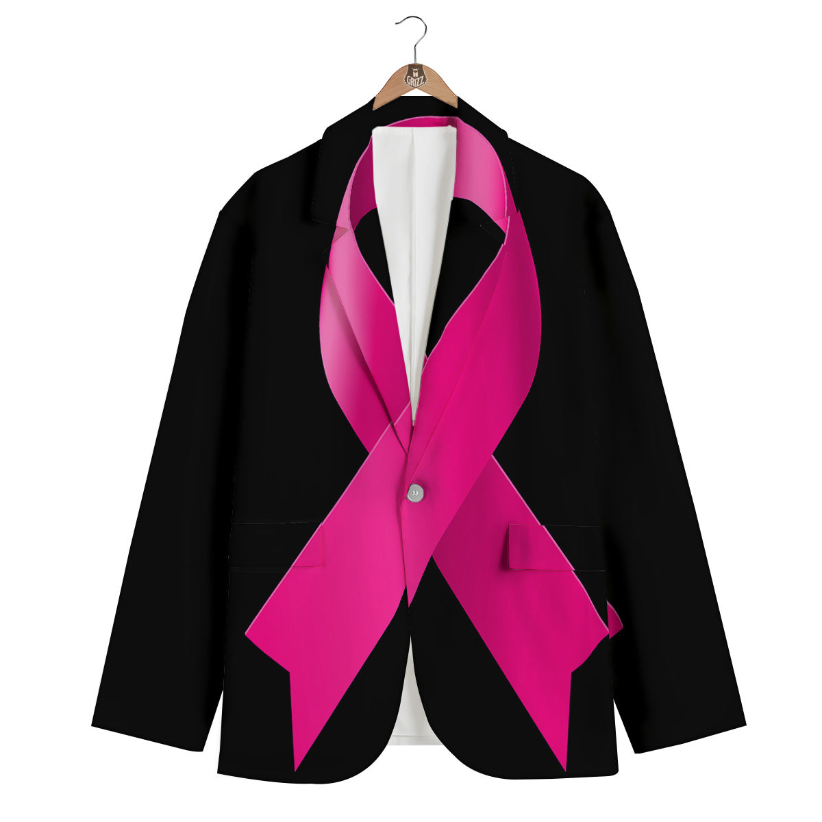 Symbol Breast Cancer Awareness Print Men's Blazer-grizzshop