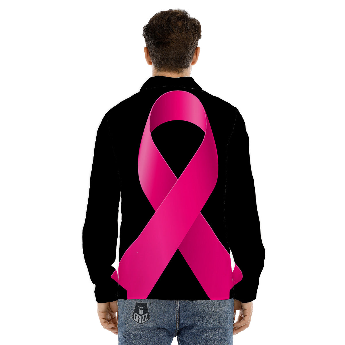 Symbol Breast Cancer Awareness Print Men's Dress Shirts-grizzshop