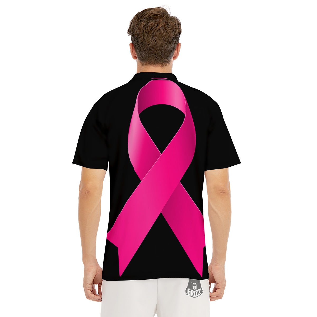 Symbol Breast Cancer Awareness Print Men's Golf Shirts-grizzshop