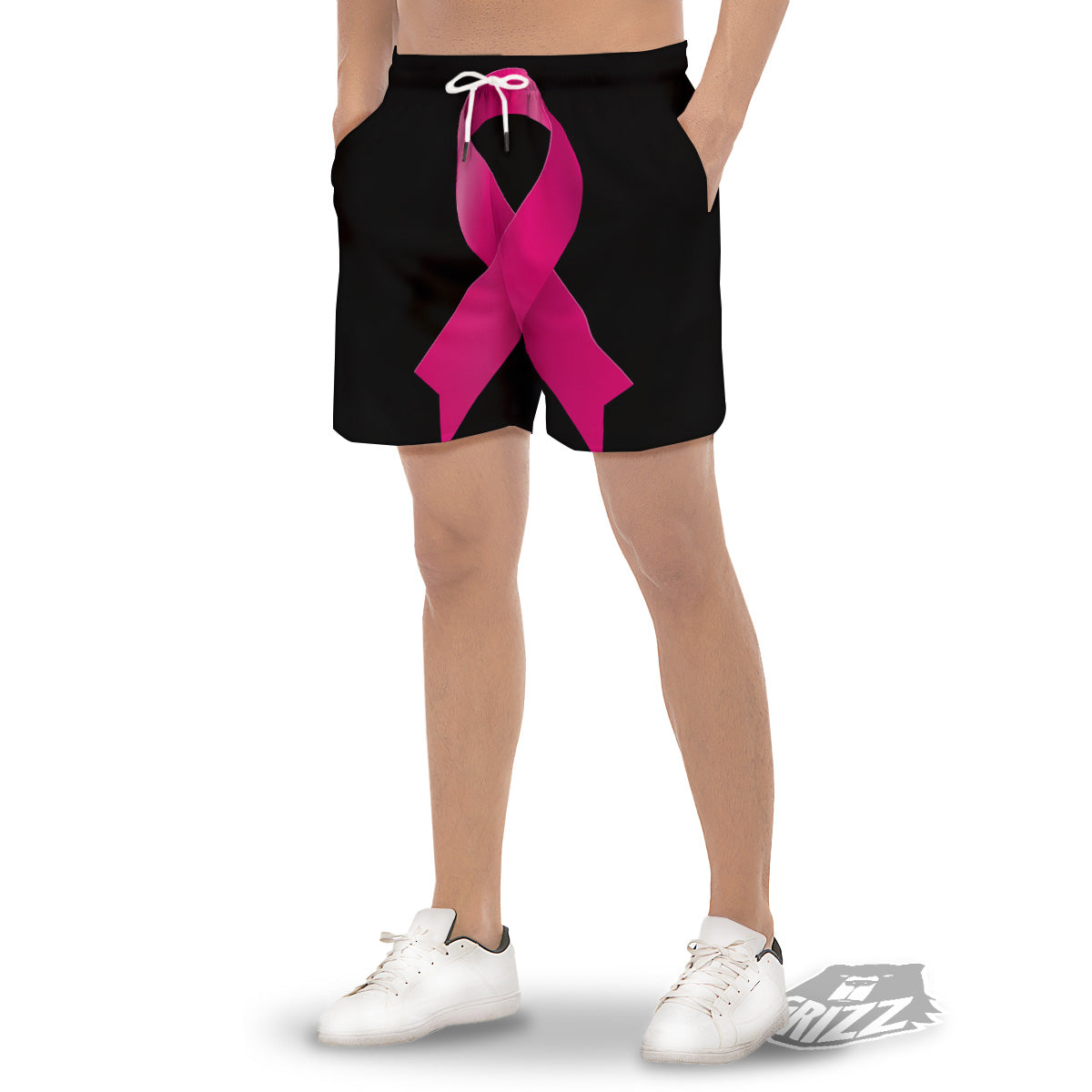 Symbol Breast Cancer Awareness Print Men's Gym Shorts-grizzshop