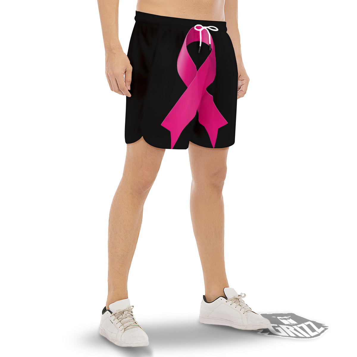 Symbol Breast Cancer Awareness Print Men's Gym Shorts-grizzshop