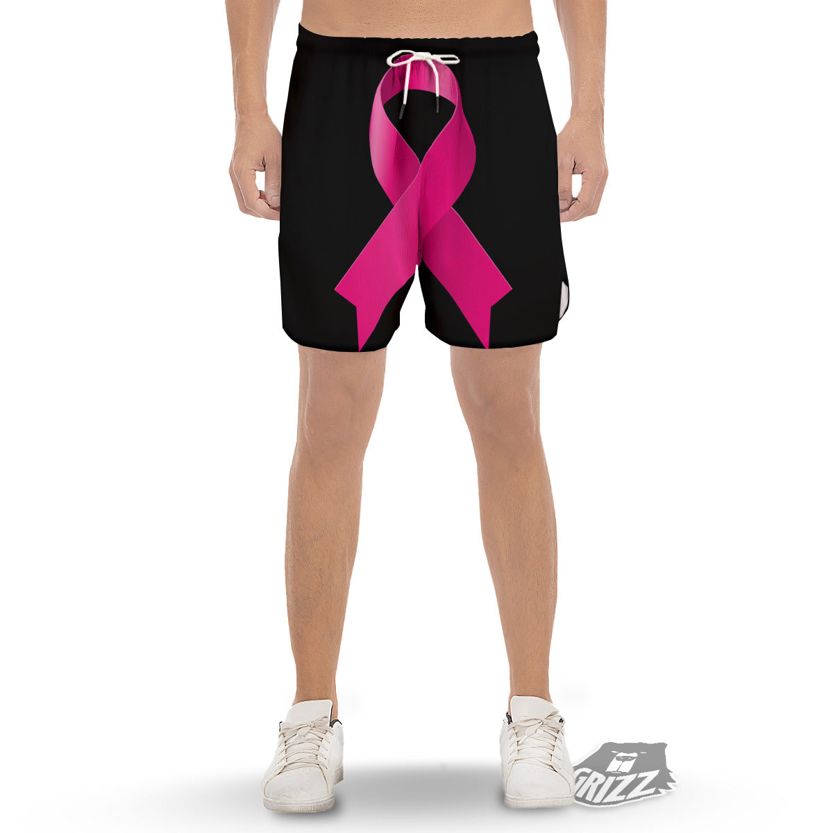 Symbol Breast Cancer Awareness Print Men's Gym Shorts-grizzshop