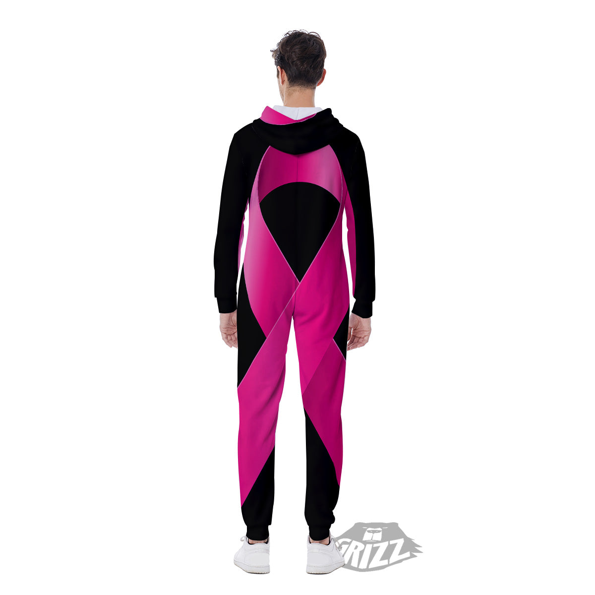Symbol Breast Cancer Awareness Print Men's Jumpsuit-grizzshop