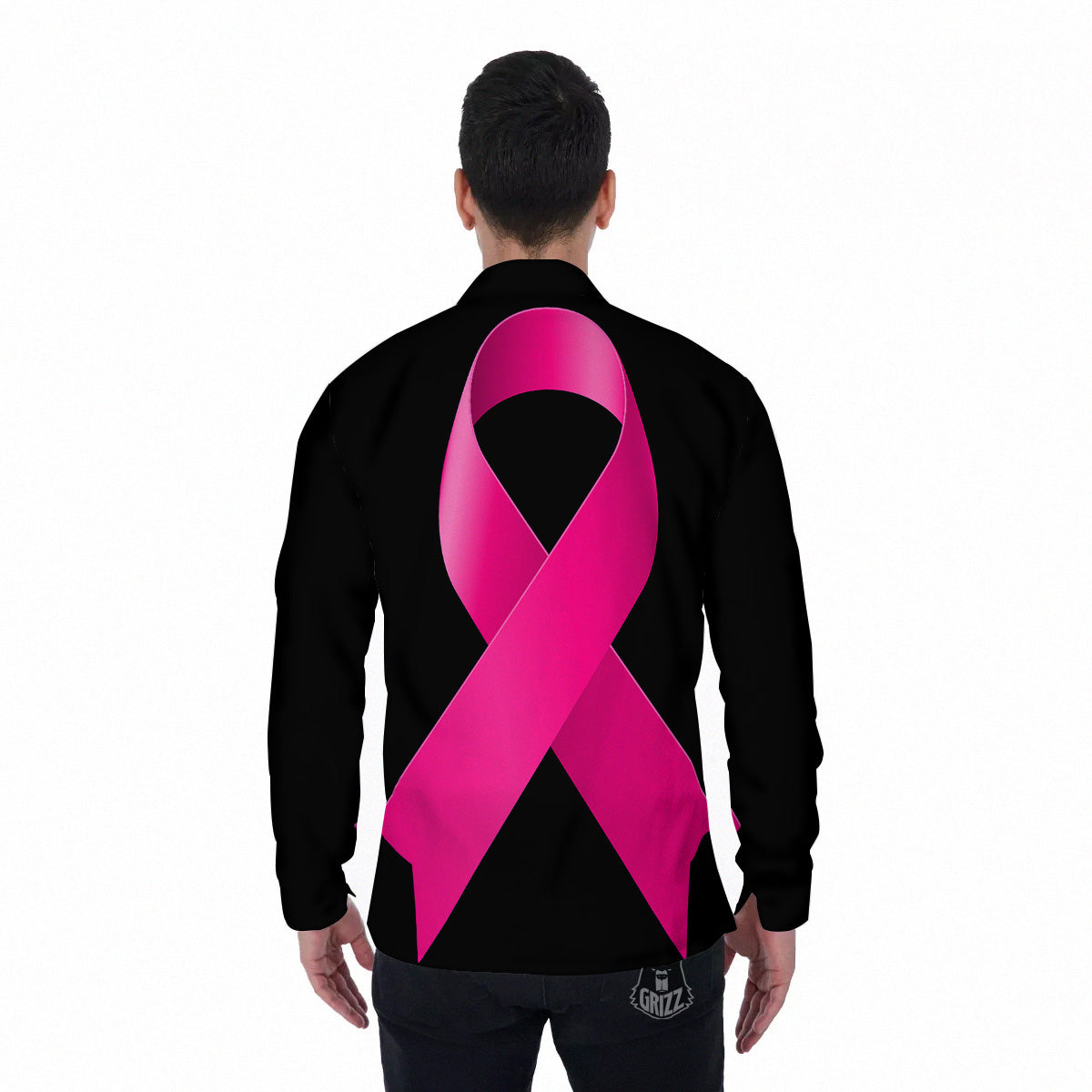 Symbol Breast Cancer Awareness Print Men's Long Sleeve Shirts-grizzshop