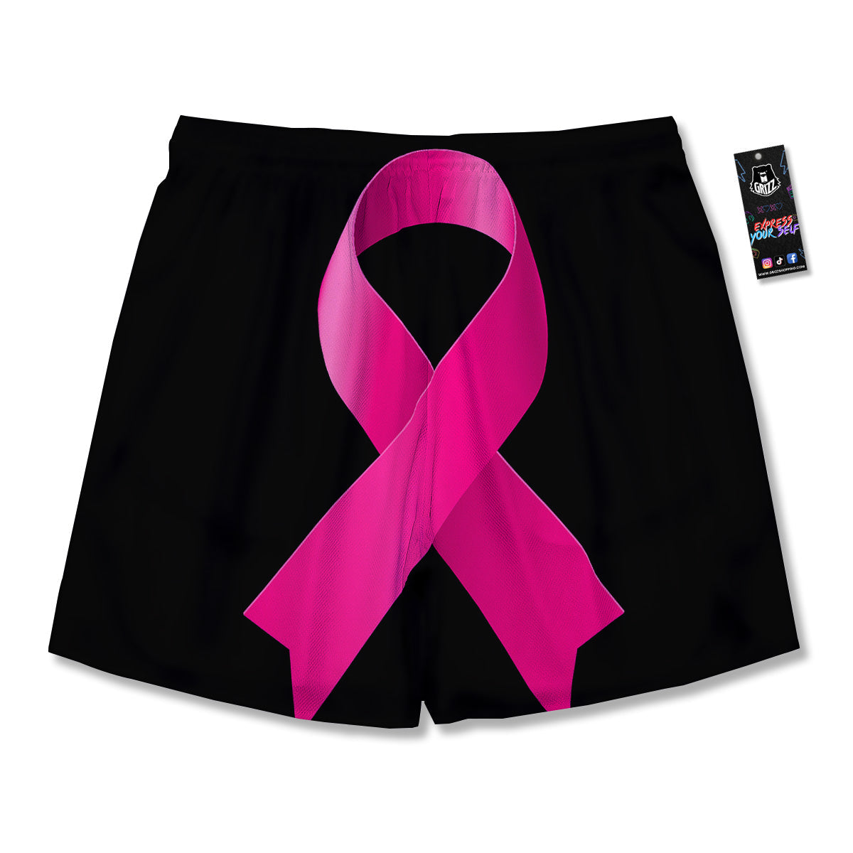 Symbol Breast Cancer Awareness Print Men's Running Shorts-grizzshop
