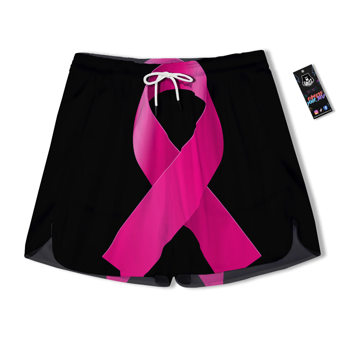 Symbol Breast Cancer Awareness Print Men's Running Shorts-grizzshop