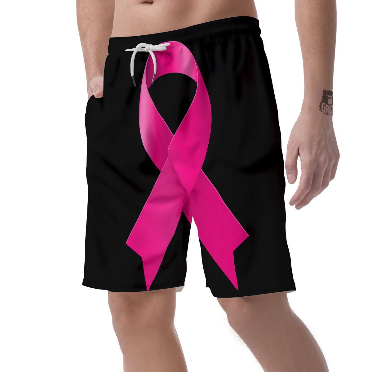 Symbol Breast Cancer Awareness Print Men's Shorts-grizzshop