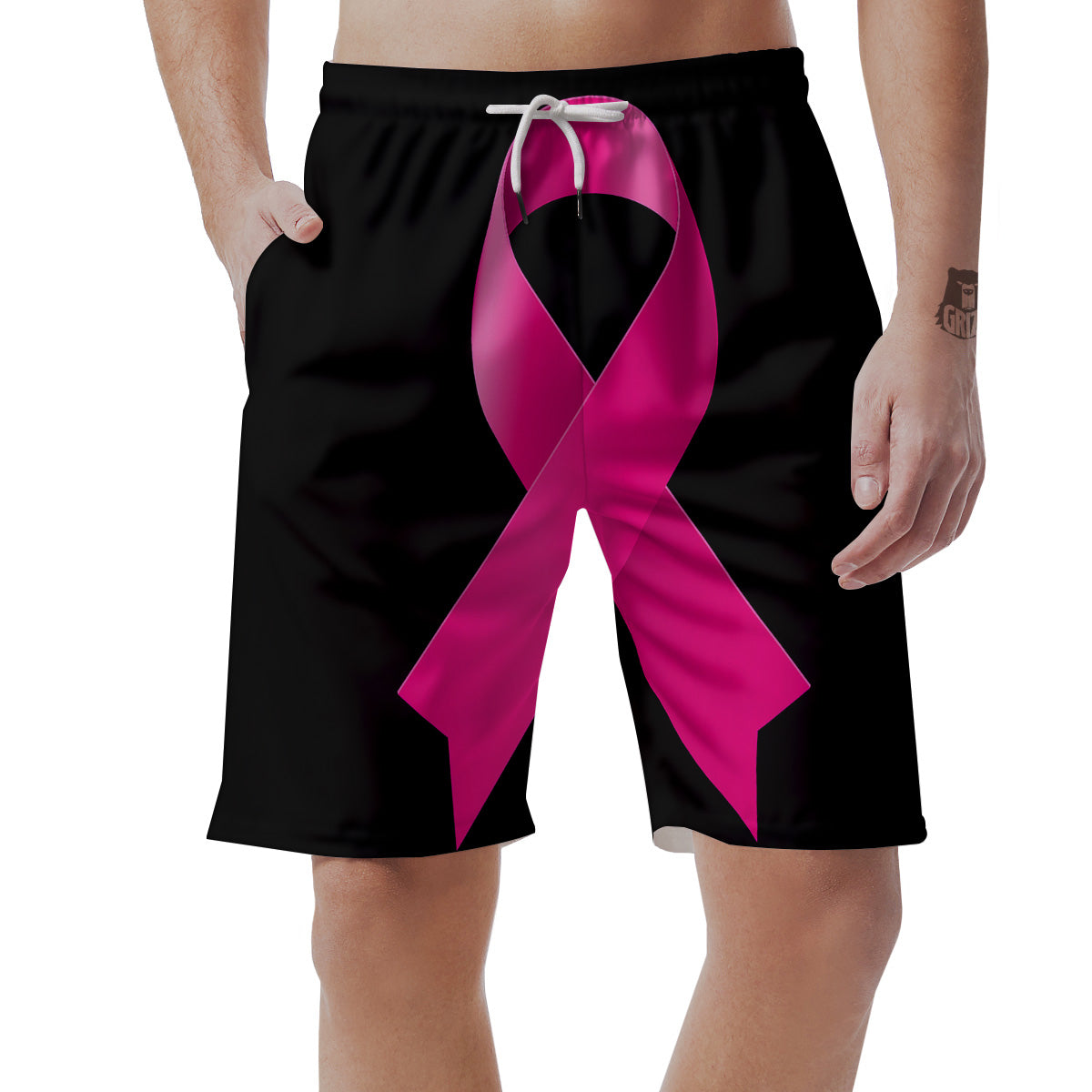 Symbol Breast Cancer Awareness Print Men's Shorts-grizzshop
