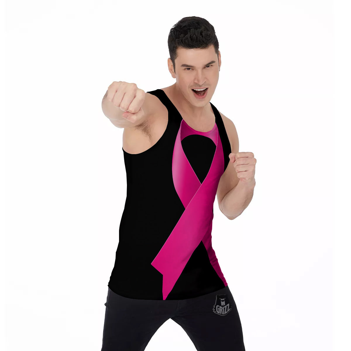 Symbol Breast Cancer Awareness Print Men's Tank Top-grizzshop