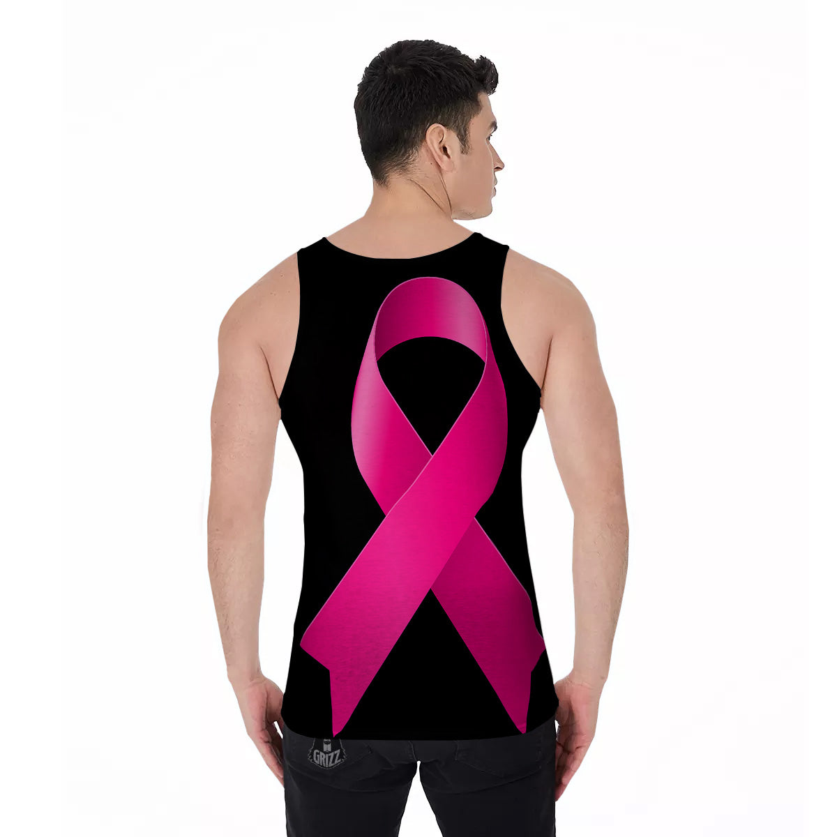 Symbol Breast Cancer Awareness Print Men's Tank Top-grizzshop