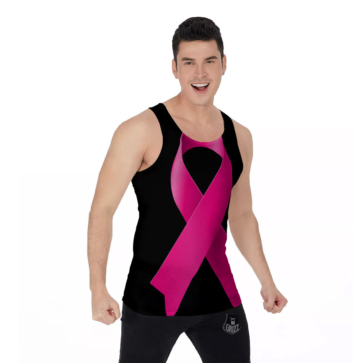 Symbol Breast Cancer Awareness Print Men's Tank Top-grizzshop