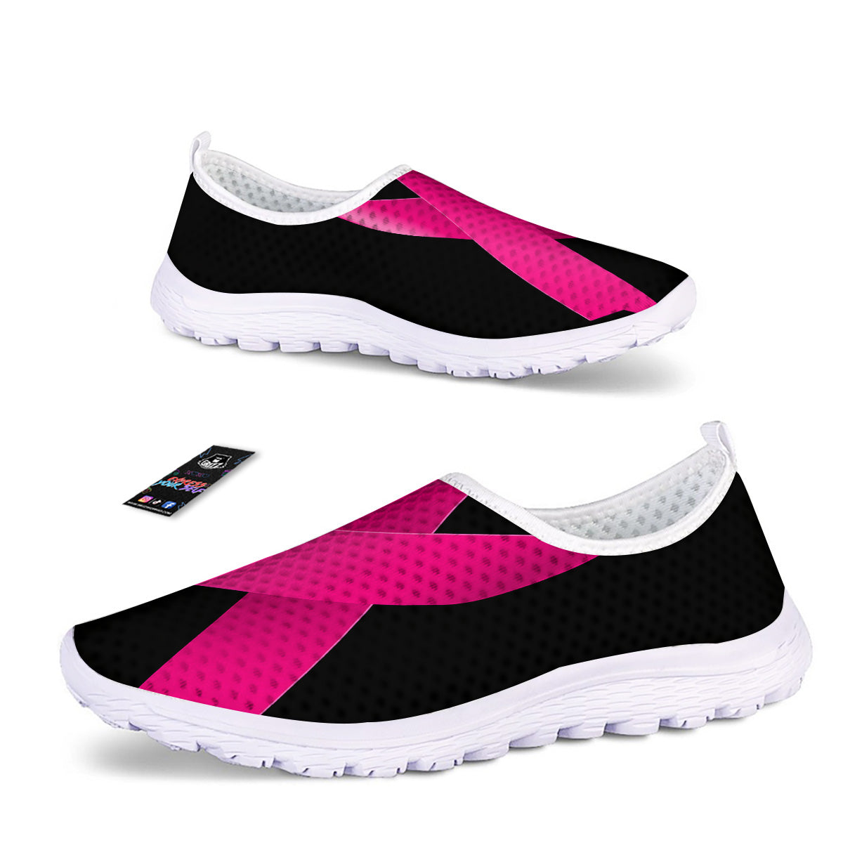 Symbol Breast Cancer Awareness Print Nurse Shoes-grizzshop