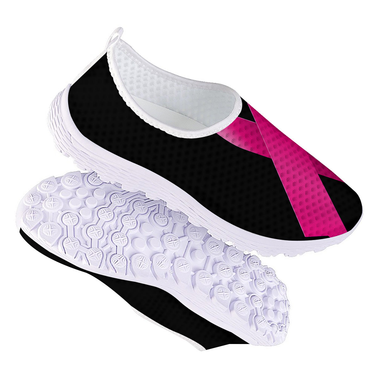 Symbol Breast Cancer Awareness Print Nurse Shoes-grizzshop