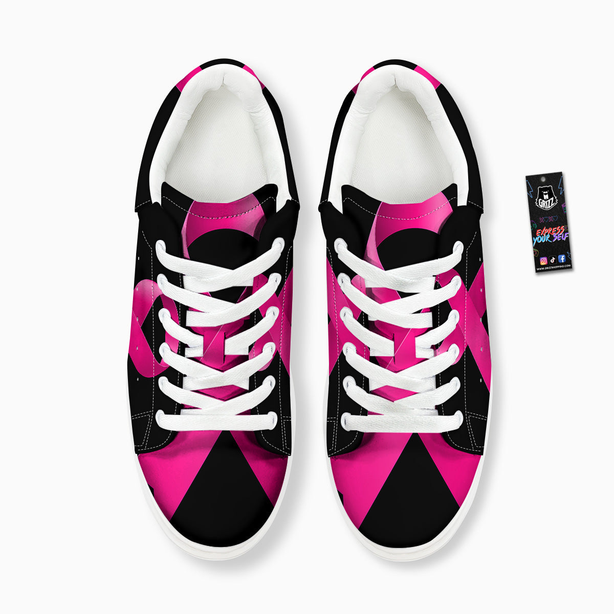 Symbol Breast Cancer Awareness Print Platform Shoes-grizzshop