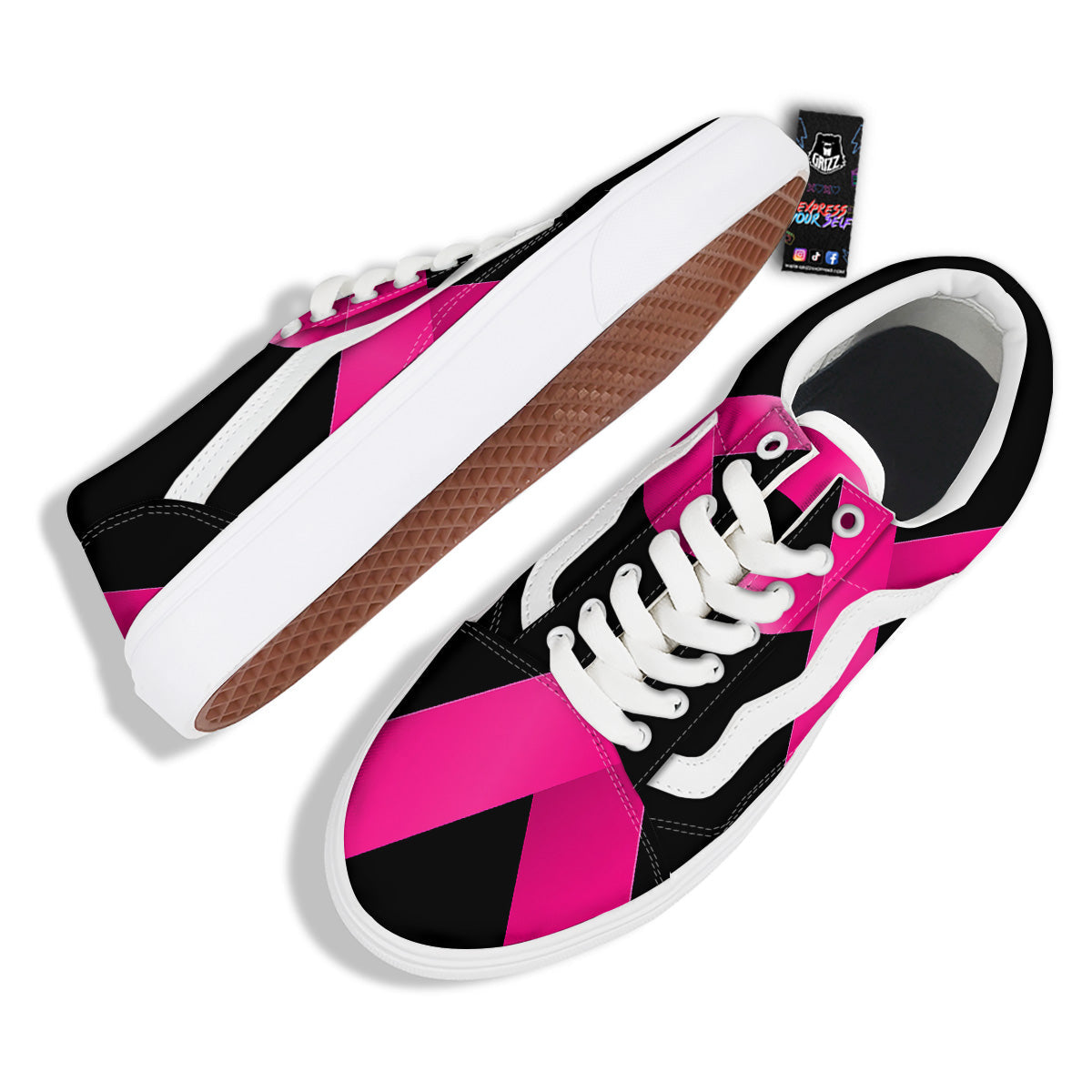 Symbol Breast Cancer Awareness Print Skate Shoes-grizzshop