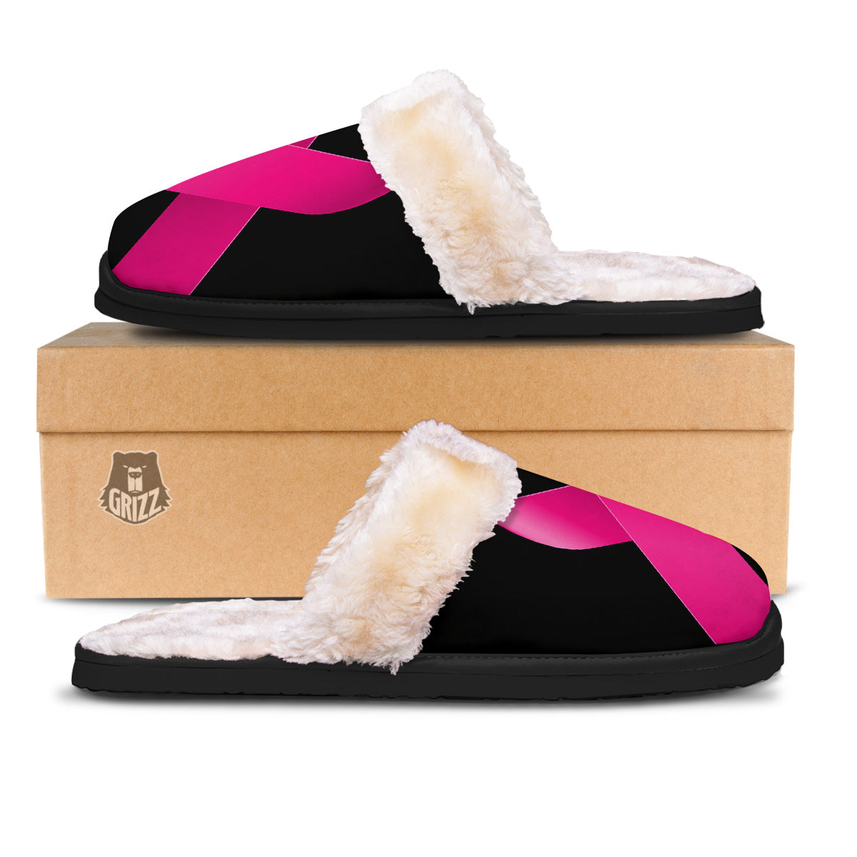 Symbol Breast Cancer Awareness Print Slippers-grizzshop