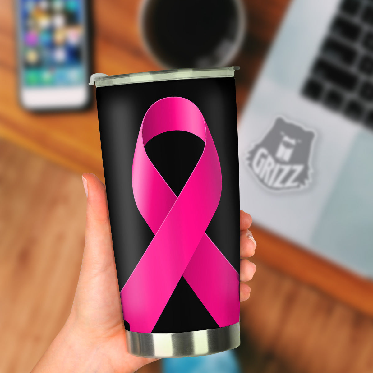 Symbol Breast Cancer Awareness Print Tumbler-grizzshop