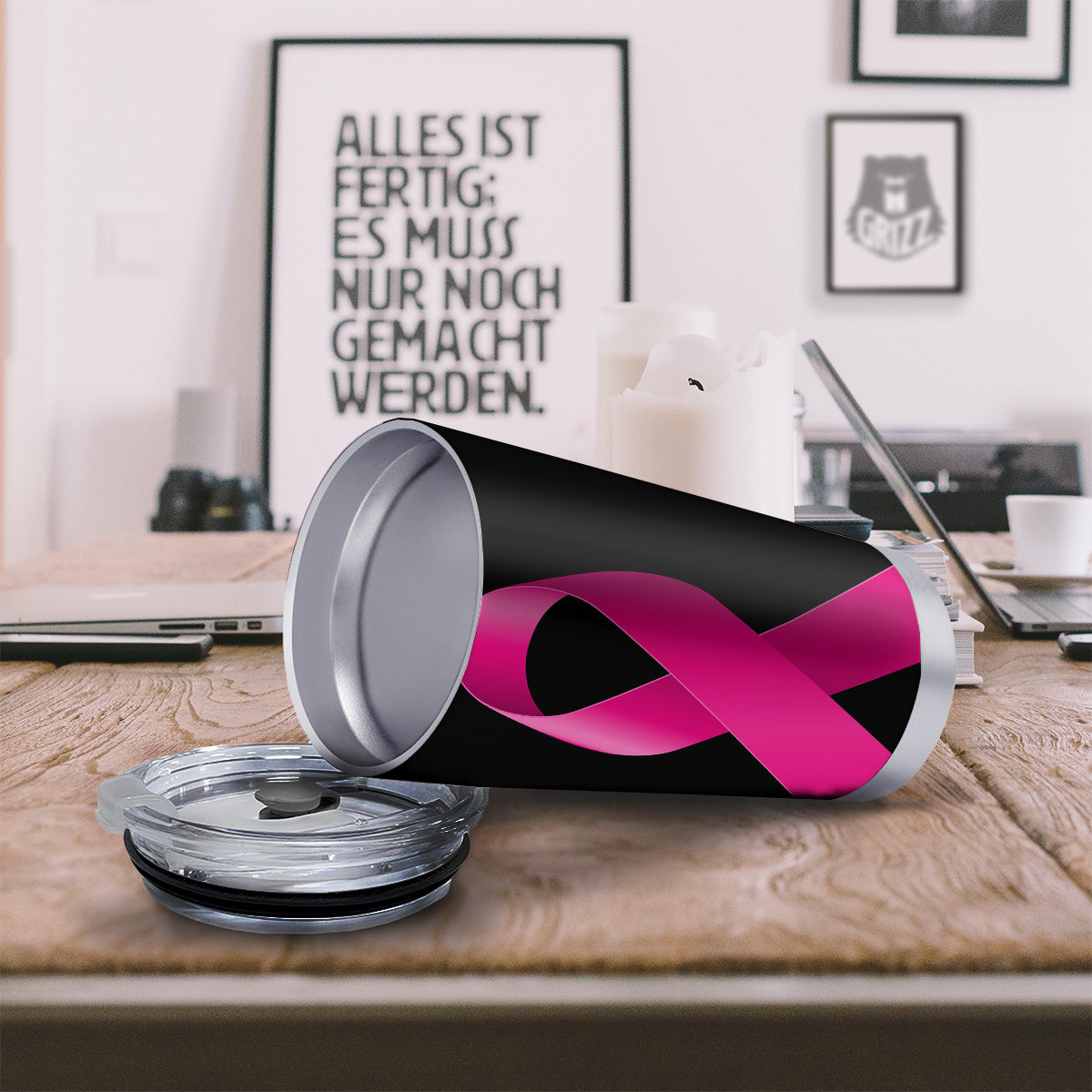 Symbol Breast Cancer Awareness Print Tumbler-grizzshop