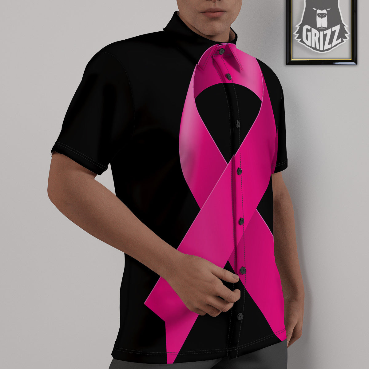 Symbol Breast Cancer Awareness Print Untucked Shirts-grizzshop