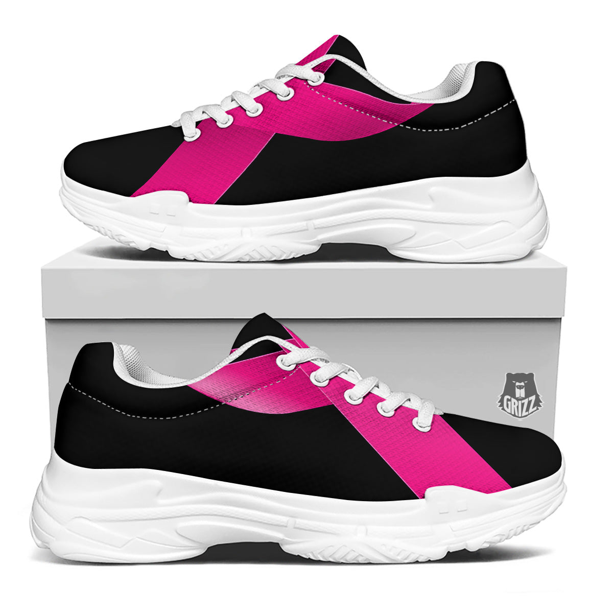 Symbol Breast Cancer Awareness Print White Chunky Shoes-grizzshop