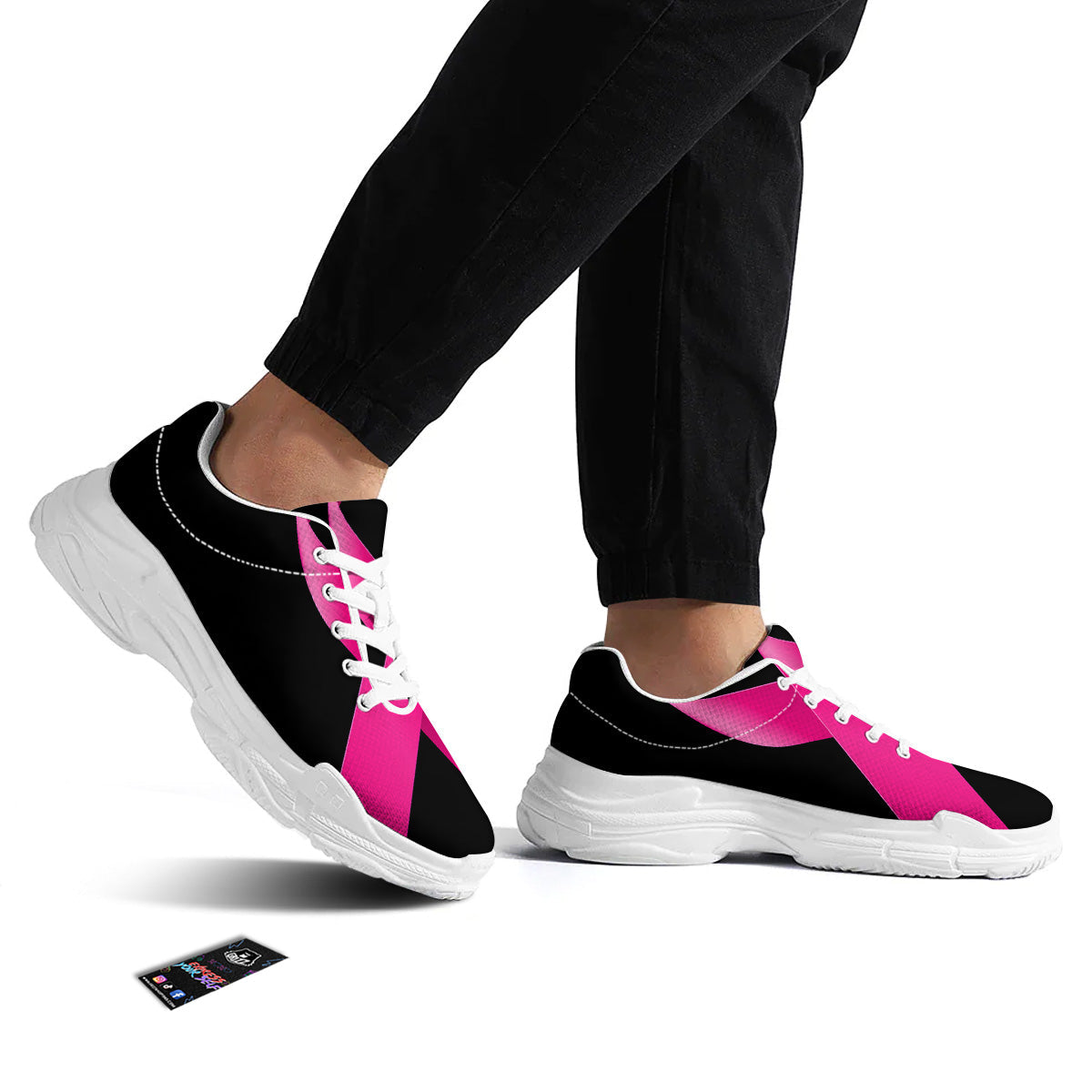 Symbol Breast Cancer Awareness Print White Chunky Shoes-grizzshop