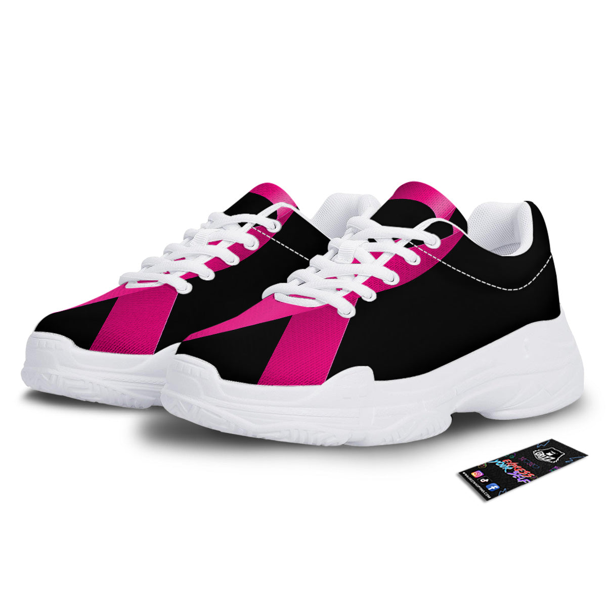 Symbol Breast Cancer Awareness Print White Chunky Shoes-grizzshop