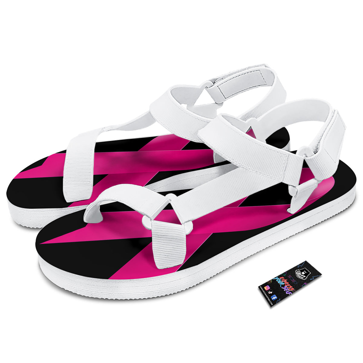 Symbol Breast Cancer Awareness Print White Open Toe Sandals-grizzshop