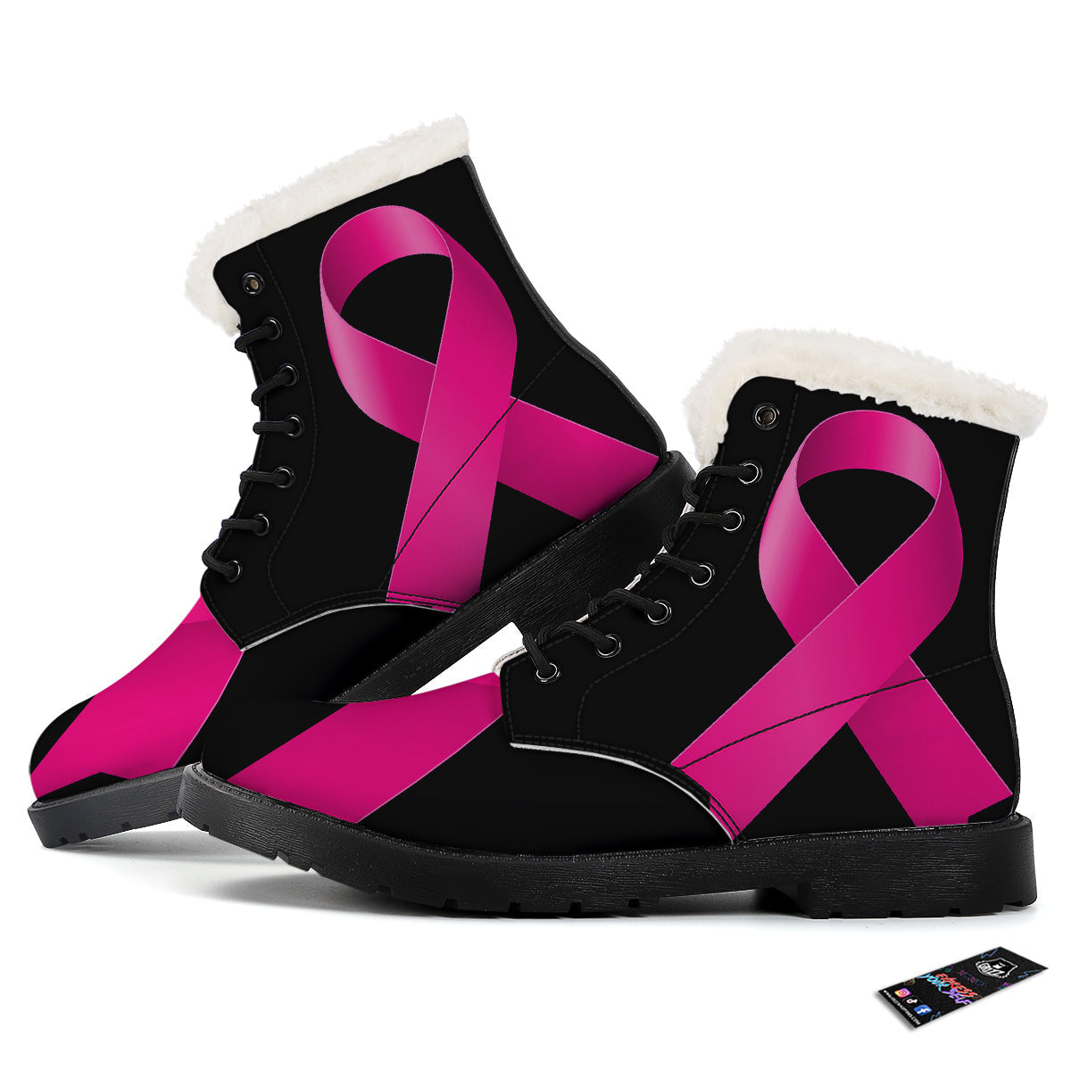 Symbol Breast Cancer Awareness Print Winter Boots-grizzshop