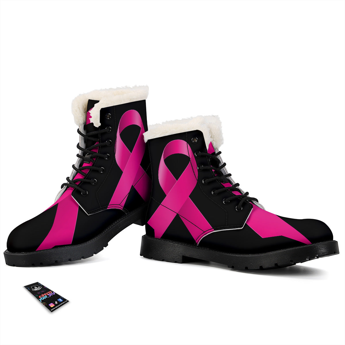 Symbol Breast Cancer Awareness Print Winter Boots-grizzshop