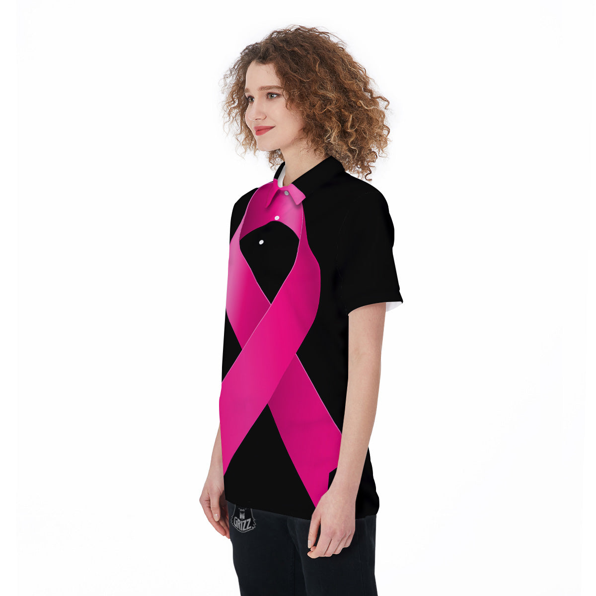 Symbol Breast Cancer Awareness Print Women's Golf Shirts-grizzshop