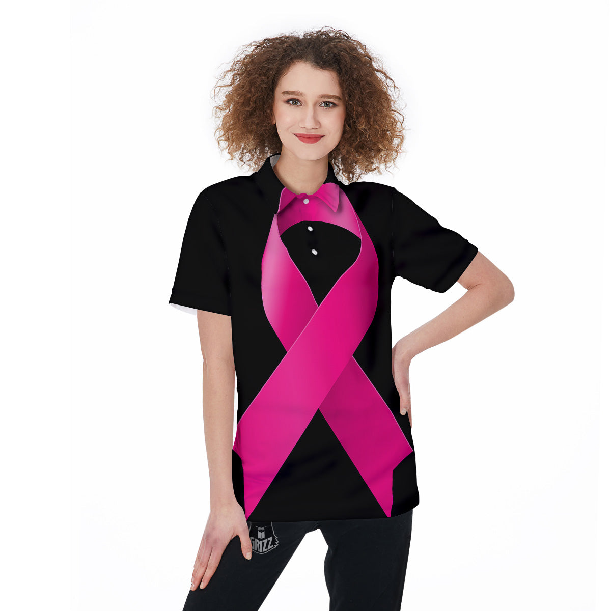 Symbol Breast Cancer Awareness Print Women's Golf Shirts-grizzshop