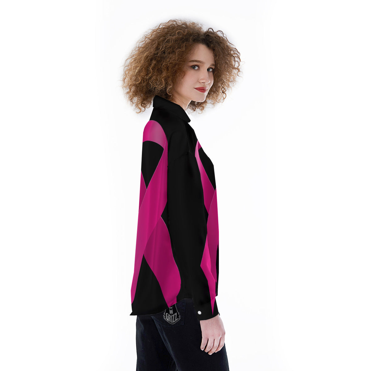 Symbol Breast Cancer Awareness Print Women's Long Sleeve Shirts-grizzshop