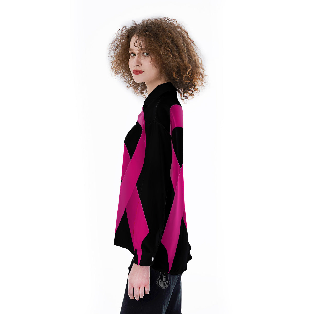 Symbol Breast Cancer Awareness Print Women's Long Sleeve Shirts-grizzshop