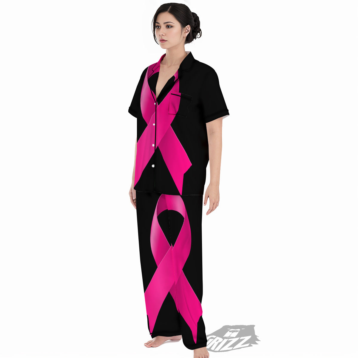 Symbol Breast Cancer Awareness Print Women's Pajamas Set-grizzshop