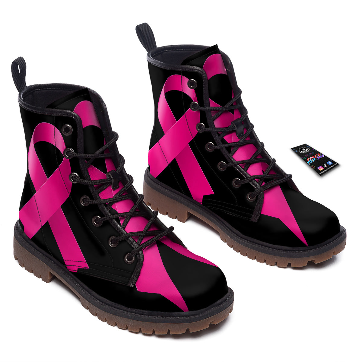 Symbol Breast Cancer Awareness Print Work Boots-grizzshop