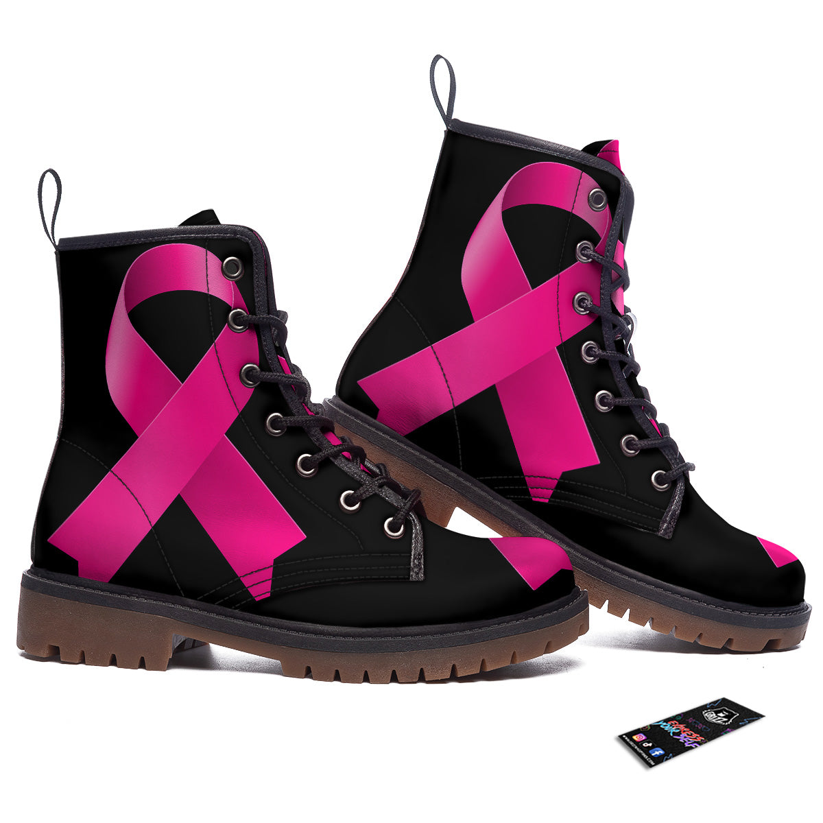 Symbol Breast Cancer Awareness Print Work Boots-grizzshop