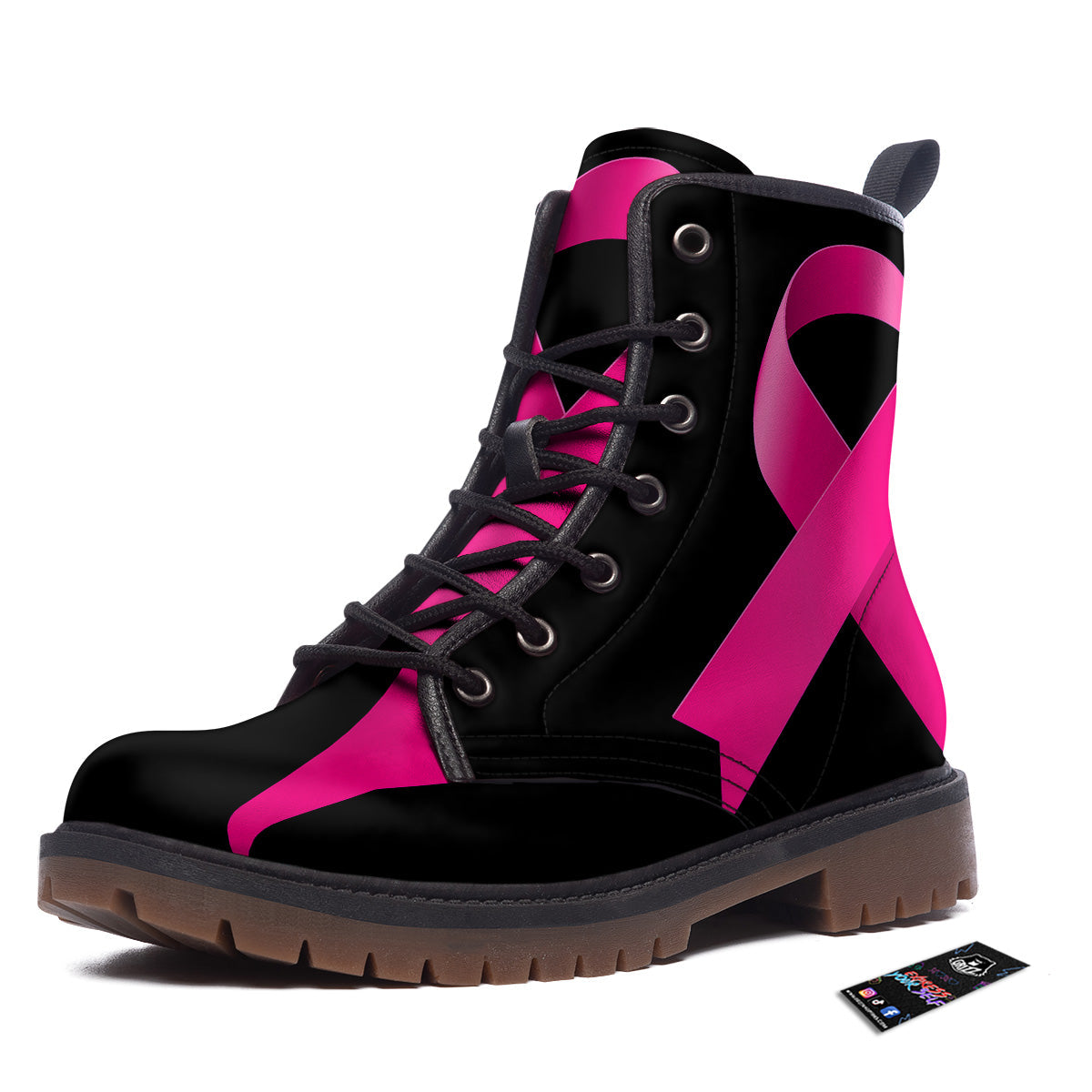 Symbol Breast Cancer Awareness Print Work Boots-grizzshop