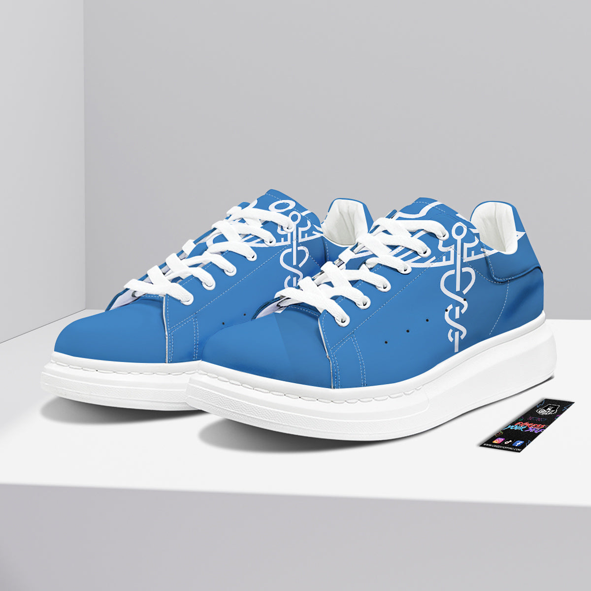 Symbol Caduceus Print Platform Shoes-grizzshop