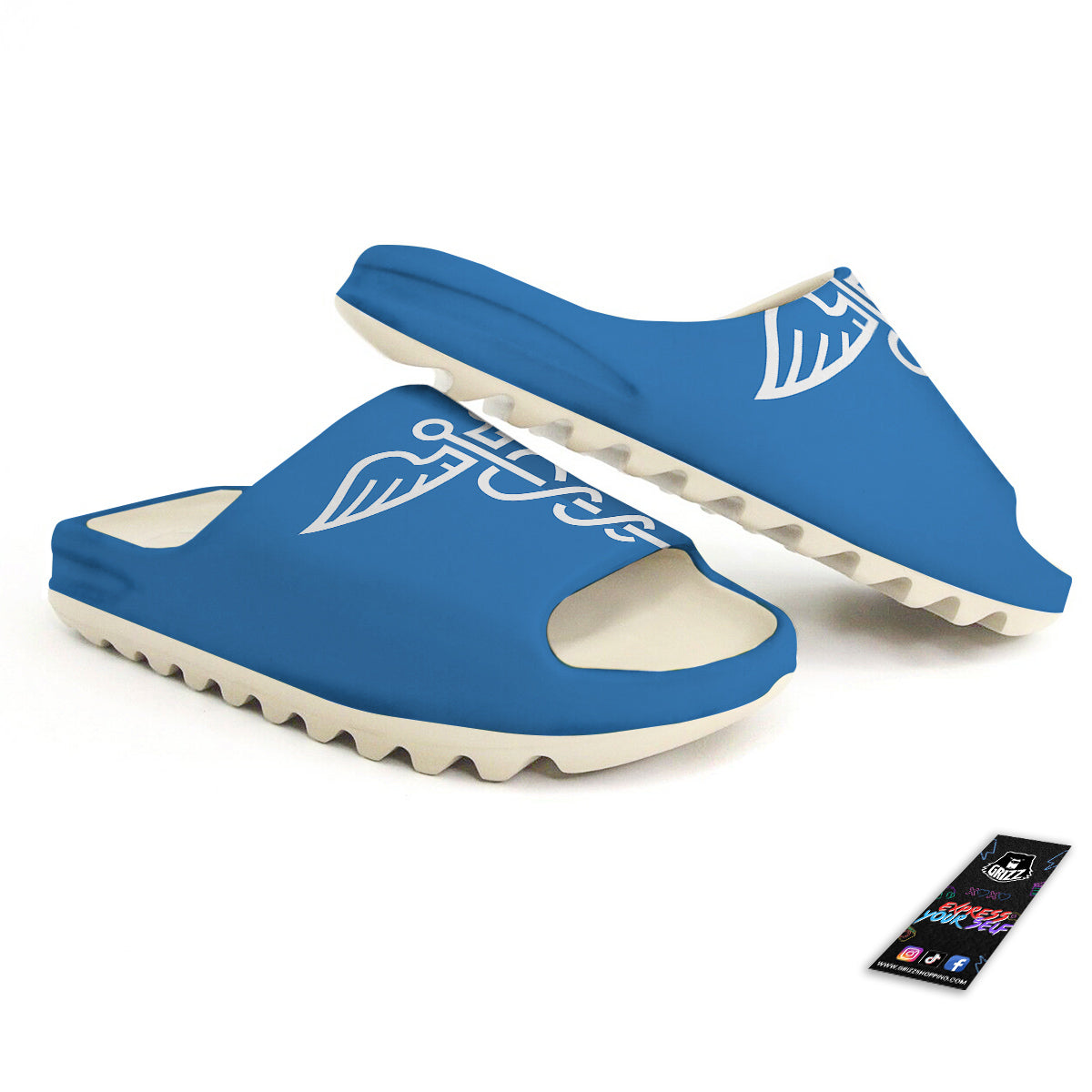 Symbol Caduceus Print Sandals-grizzshop