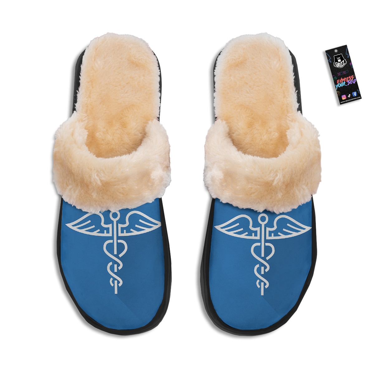 Symbol Caduceus Print Slippers-grizzshop