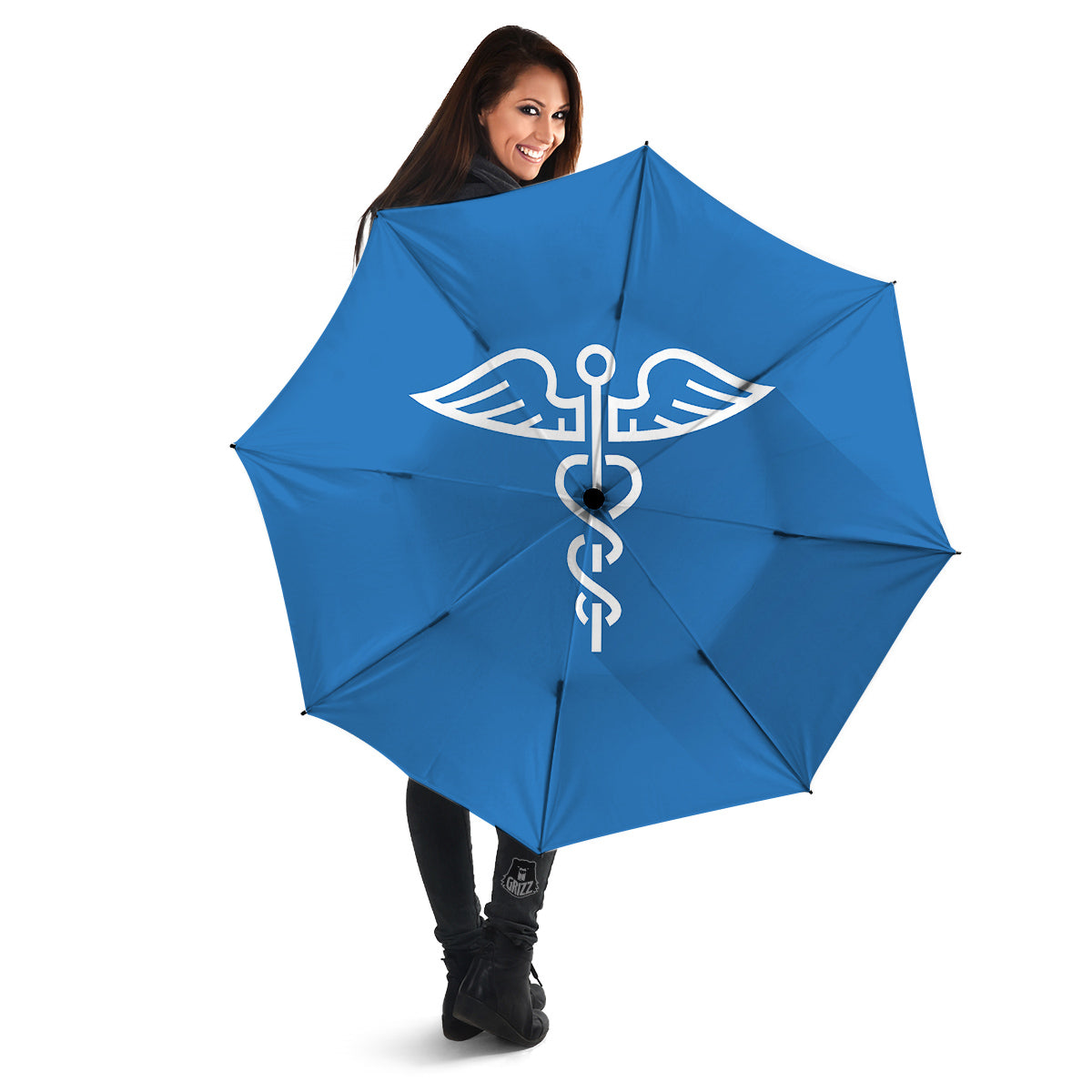 Symbol Caduceus Print Umbrella-grizzshop