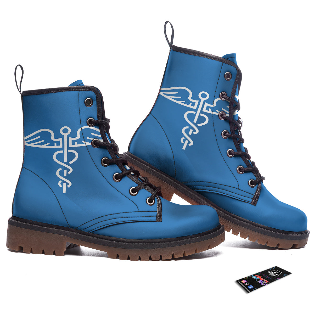 Symbol Caduceus Print Work Boots-grizzshop