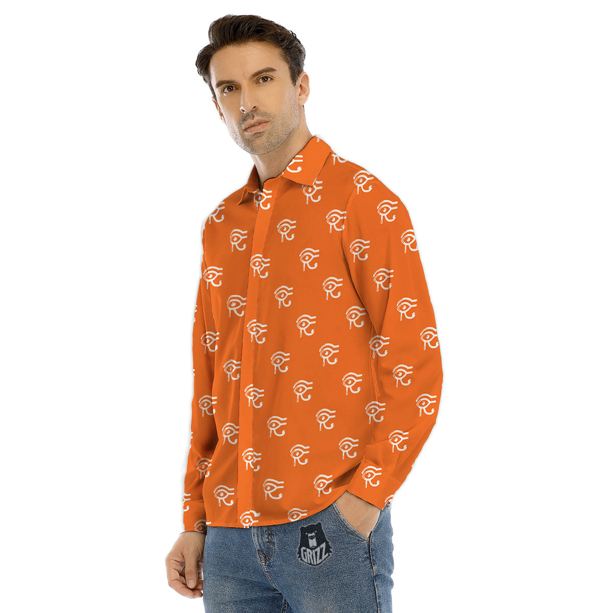 Symbol Eye Of Horus Pattern Men's Dress Shirts-grizzshop