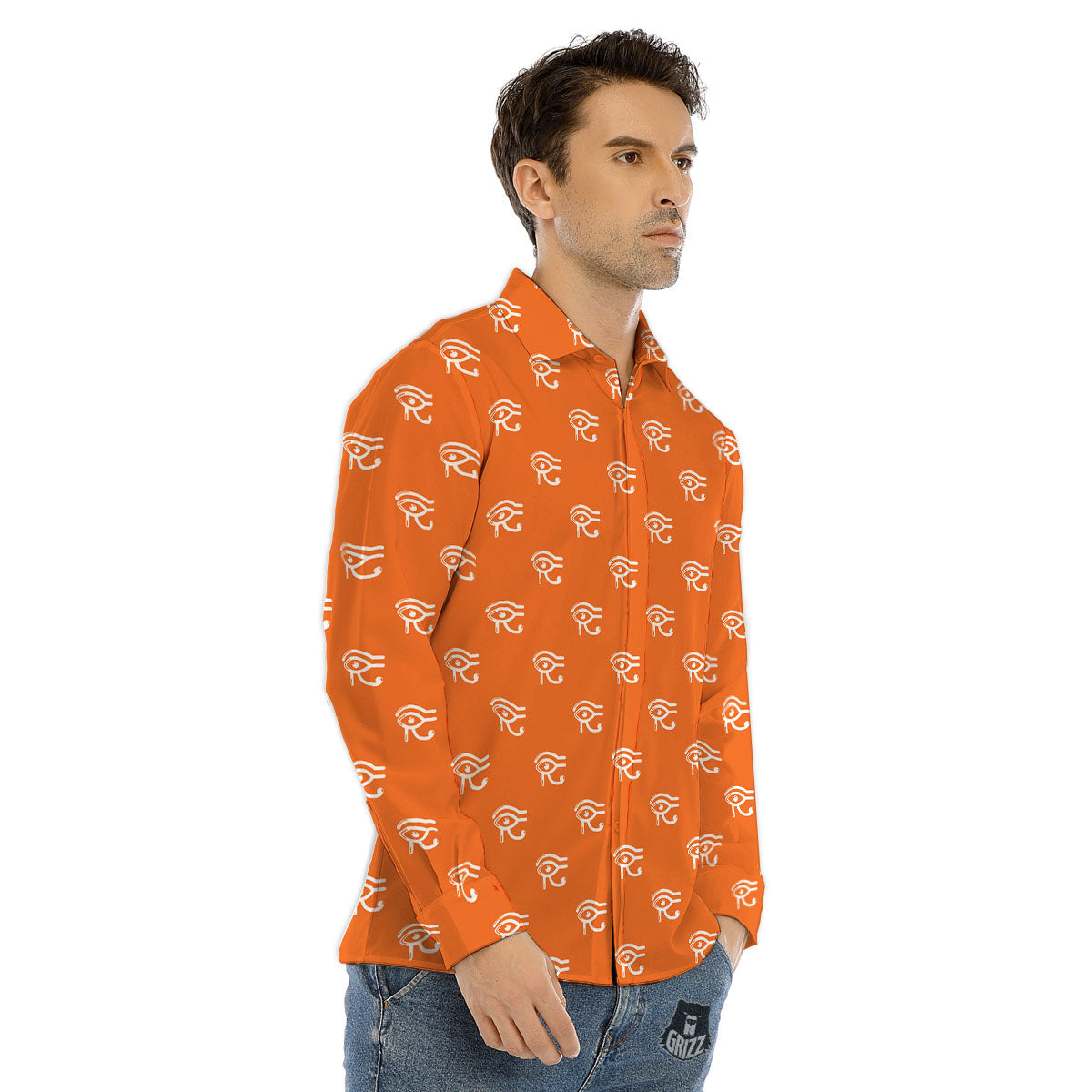 Symbol Eye Of Horus Pattern Men's Dress Shirts-grizzshop