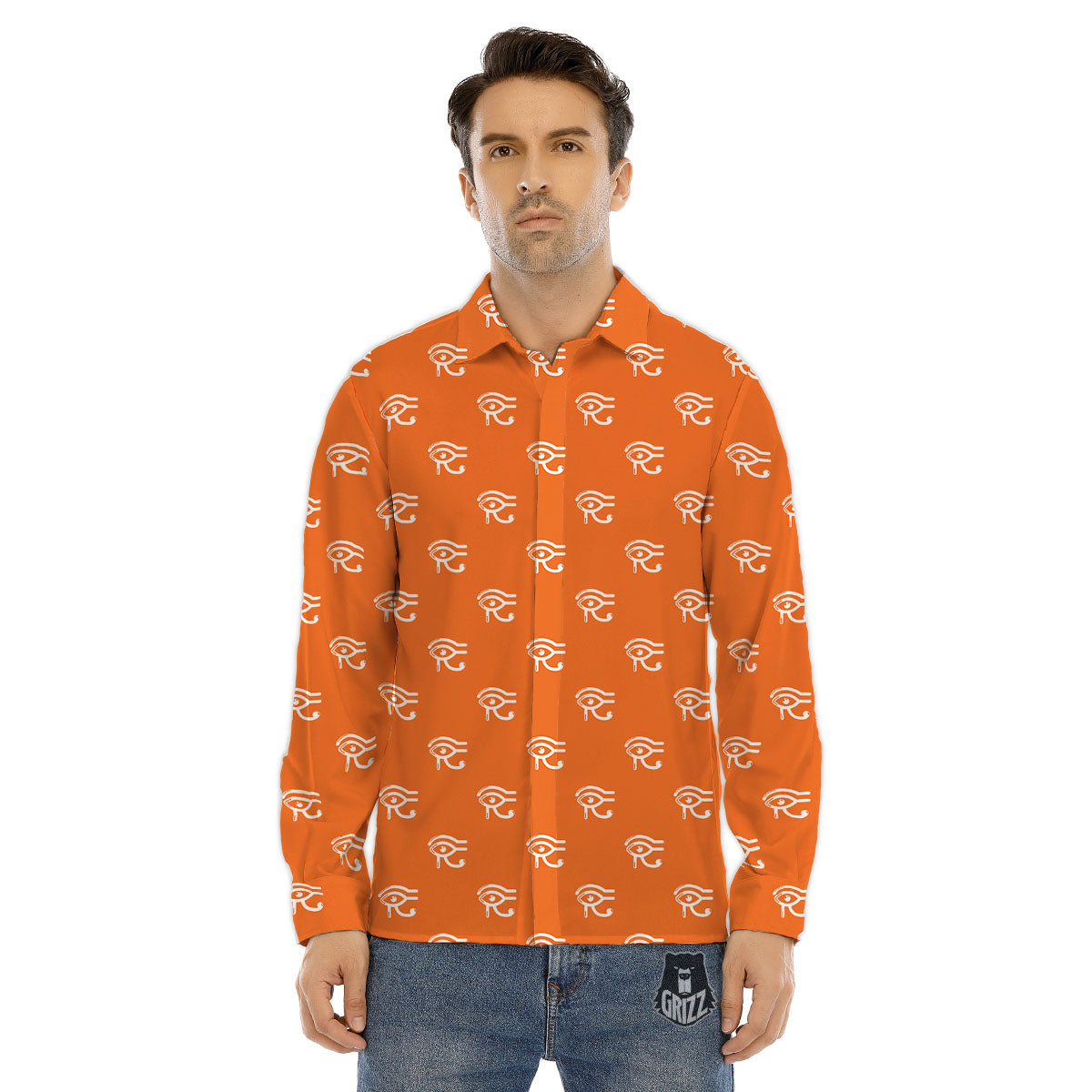 Symbol Eye Of Horus Pattern Men's Dress Shirts-grizzshop