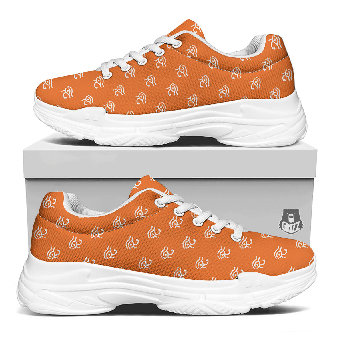 Symbol Eye Of Horus Pattern White Chunky Shoes-grizzshop